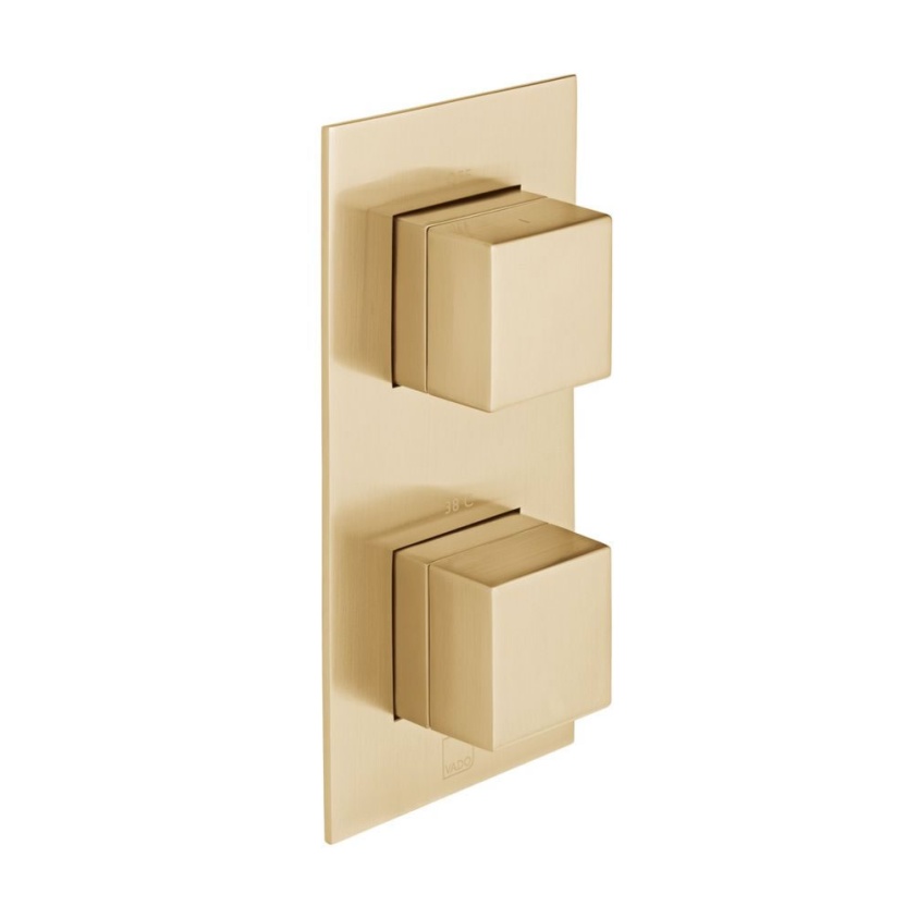 Cutout image of Vado Individual Square Brushed Gold Single Outlet Shower Valve